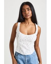 Boohoo - Sheer Lace Corset Top - Lyst
