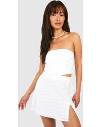 Boohoo - Broderie Split Hem Mini Skirt - Lyst