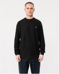 BOSS - Anion Cotton-cashmere Regular-fit Sweater With Logo Patch - Lyst