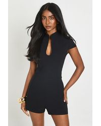 Boohoo - Keyhole Detail High Neck Playsuit - Lyst