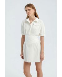 Hiccup - Short Sleeve Mini Shirt Dress With A Pocket Detail - Lyst