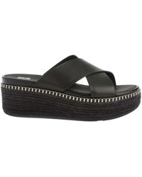 Fitflop - Eloise Espadrille Kruisschoenen Leren Sleehak Sandalen (zwart) - Lyst