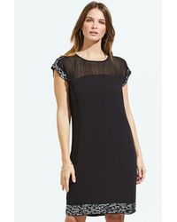 Sosandar - Metallic Embellished Sheer Top Shift Dress Cotton - Lyst