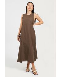 Brave Soul - Panelled Sleeveless Crew Neck Midi Dress - Lyst