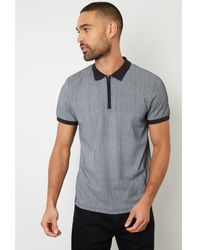 Threadbare - 'Wimpole' Printed Zip Neck Cotton Polo Shirt - Lyst