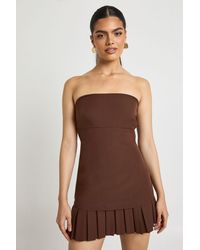 Boohoo - Tailored Bandeau Mini Dress With Pleated Skirt - Lyst