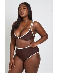 Boohoo - Plus Contrast Triangle Bikini Top & High Waist Bottom Set - Lyst