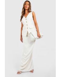 Boohoo - Linen Look Column Fitted Maxi Skirt - Lyst