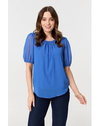 Izabel London - Polka Dot Print Semi Sheer Blouse - Lyst