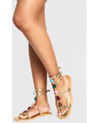 Boohoo - Wide Fit Beaded Gladiator Sandals - Lyst