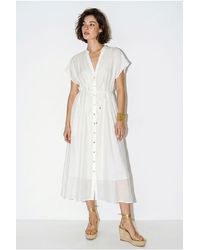 Bianco Lucci - A-Line Midi Dress With V-Neck And Buttons - Lyst