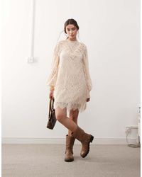 Miss Selfridge - Lace Victoriana Mini Dress - Lyst