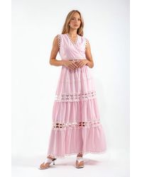 Msn-Collection - Sleeveless Lace V-Neck Maxi Dress - Lyst