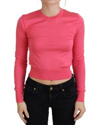 Dolce & Gabbana - Zijden Cropped Trui Met Ronde Hals - Lyst