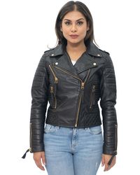 Infinity Leather - Quilted Vintage Brando Biker Jacket-Lusaka - Lyst