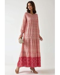 Hiccup - Printed Viscose Maxi Dress With Crew Neck - Lyst