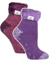 Heat Holders - 2 Pack Ladies Soft Lounge Socks With Grips - Lyst