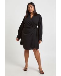 Boohoo - Plus Woven Wrap Tie Midaxi Dress - Lyst
