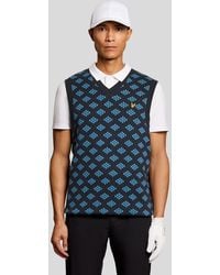 Lyle & Scott - Cotton V-Neck Argyle Vest - Lyst