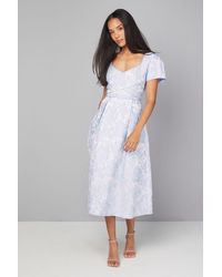 Wallis - Jacquard Seam Detail Midi Dress - Lyst