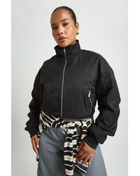 Boohoo - Plus Funnel Neck Zip Through Bomber Jacket - Lyst