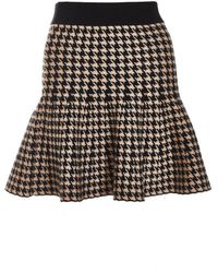 Quiz - Knitted Dog Tooth Skirt Viscose - Lyst