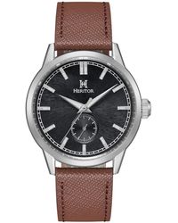 Heritor - Argento Leather-Band Watch - Lyst