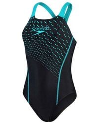 Speedo - 's Medley Logo Swimsuit In Black Green - Lyst