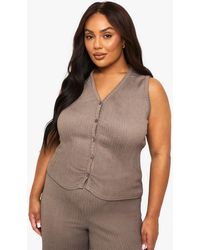Boohoo - Plus Crinkle Plisse Button Down Waistcoat - Lyst