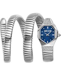 Just Cavalli - Snake Watch, Color Case, Dark Dial, Stainless Steel Bracelet - Lyst