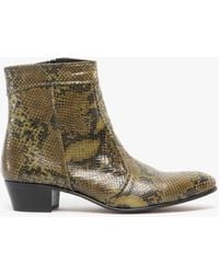 Club Cubano - Emmanuel Snakeprint Leather Cuban Heel Boots Musgo - Lyst