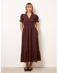 Blue Vanilla - Embroidery Detail V-Neck Maxi Dress - Lyst