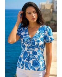 D.u.s.k - Shell Print V-Neck Tie Top - Lyst