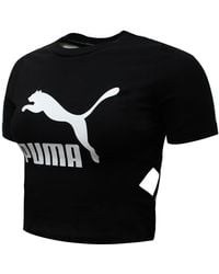 PUMA - Classics Logo Cut Out Crop Top T-Shirt 579208 01 - Lyst