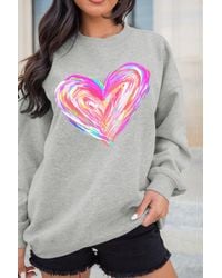 Azura Exchange - Kleurrijke Hart Grafische Sweatshirt - Lyst
