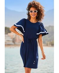 Sosandar - Contrast Trim Flutter Sleeve Dress - Lyst