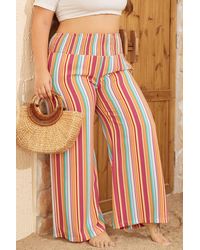 Azura Exchange - Gestreifte Weite Hose Mit Elastischem Bund - Lyst