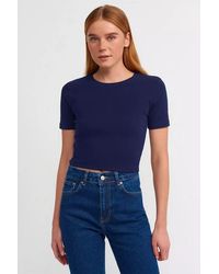 Hiccup - Crew Neck Basic Crop Top - Lyst