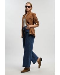 Karen Millen - Denim Button Front Straight Leg Jean - Lyst