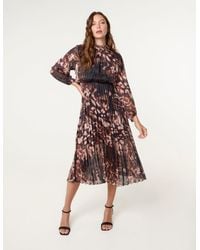 Blue Vanilla - High Neck Metallic Pleated Dress - Lyst