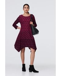 Izabel London - Geo Print Hanky Hem Long Sleeve Midi Dress - Lyst