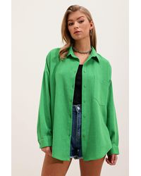 Bigdart - Linen Blended Shirt With Button Closure - Lyst