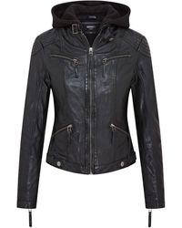 Infinity Leather - Hooded Classic Biker Jacket - Lyst