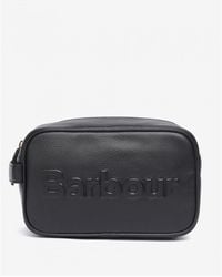 Barbour - Logo Leather Washbag - Lyst