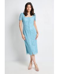 Wallis - Lace Button Midi Dress - Lyst