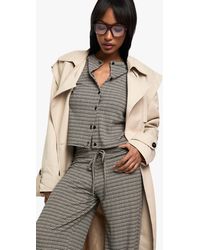 Boohoo - Striped Jersey Button Through Long Sleeve Top - Lyst