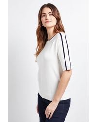 Wallis - Striped Short Sleeve Knitted Top - Lyst