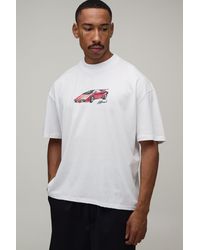 BoohooMAN - Oversized Boxy Sporty Car Print T-Shirt - Lyst