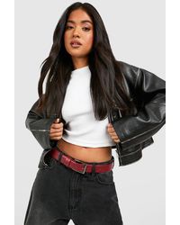 Boohoo - Cherry Chunky Buckle Boyfriend Belt - Lyst