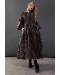 Warehouse - Textured Organza Shirred Midaxi Dress - Lyst